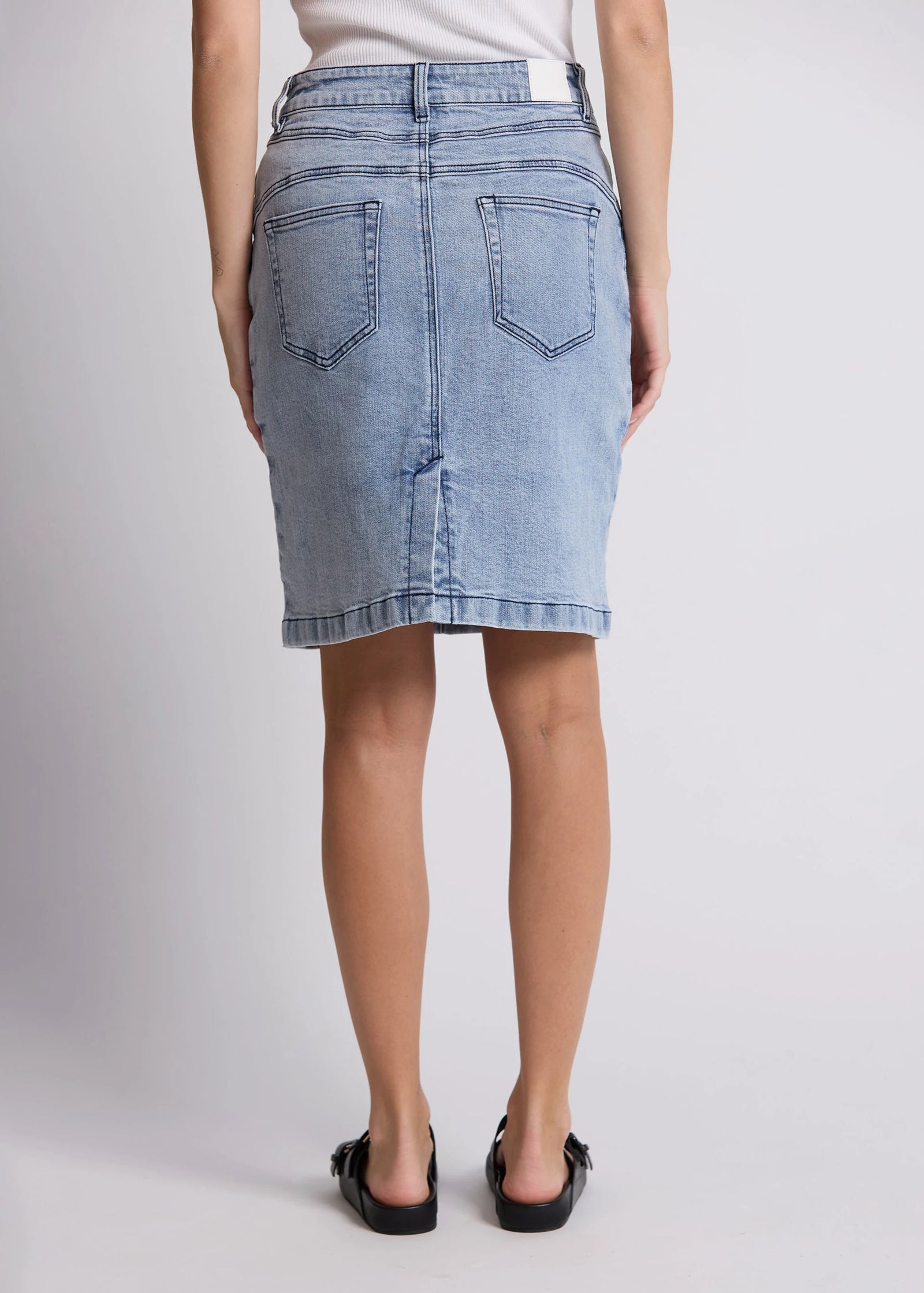 Strike Skirt ~ Bleached Denim