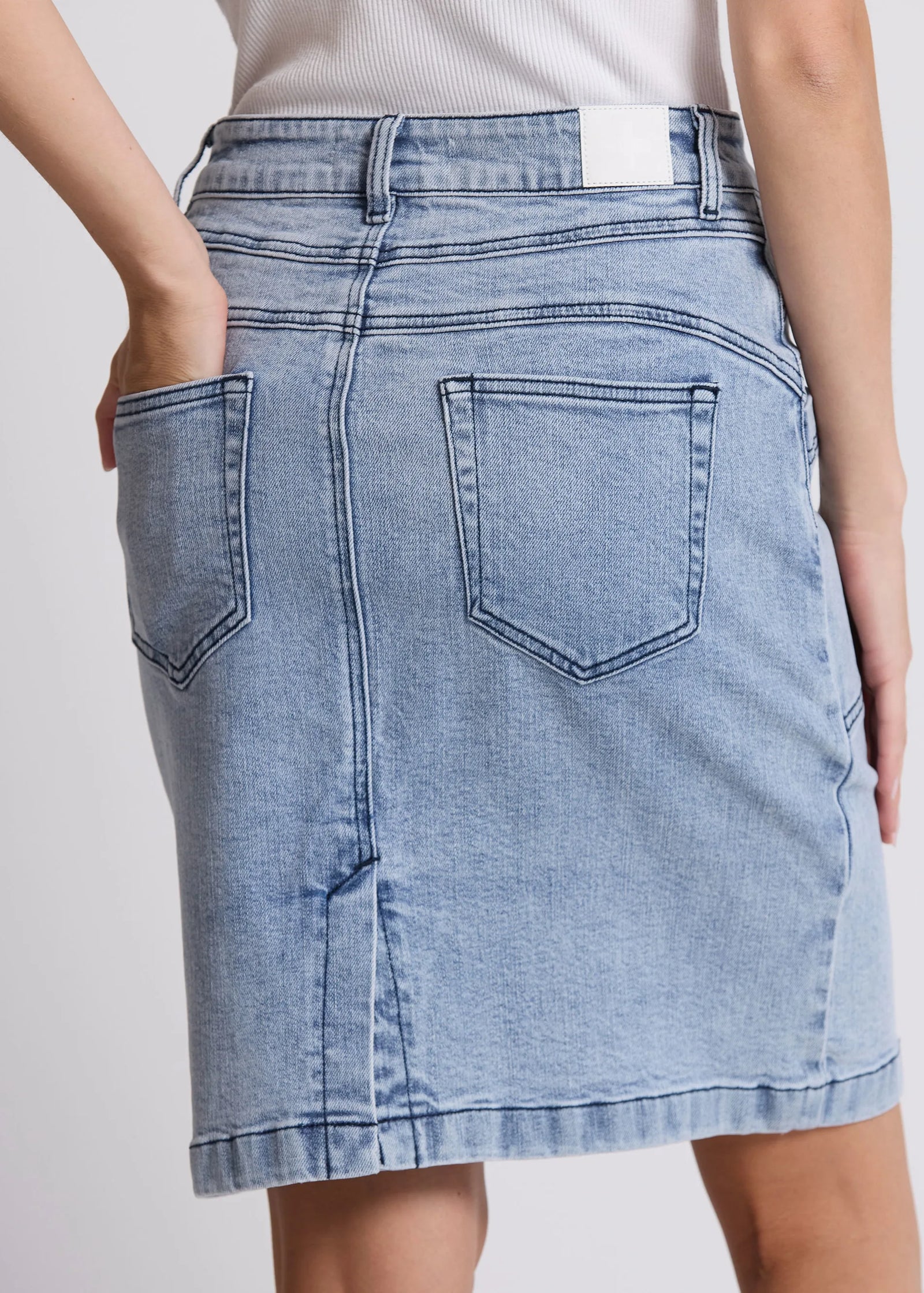 Strike Skirt ~ Bleached Denim