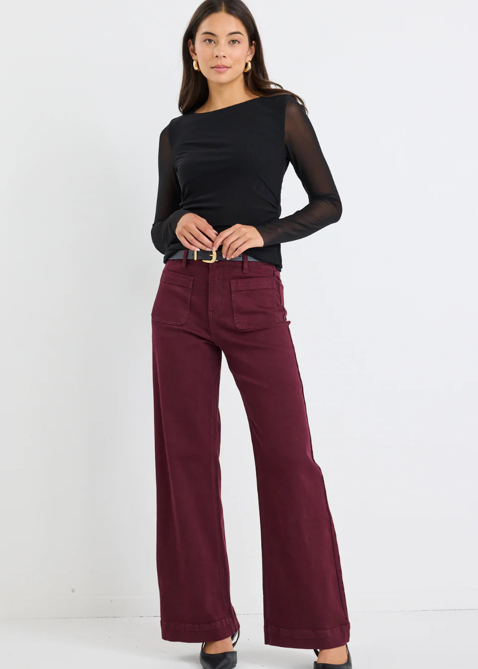 Zoey High Rise Jean ~ Burgundy