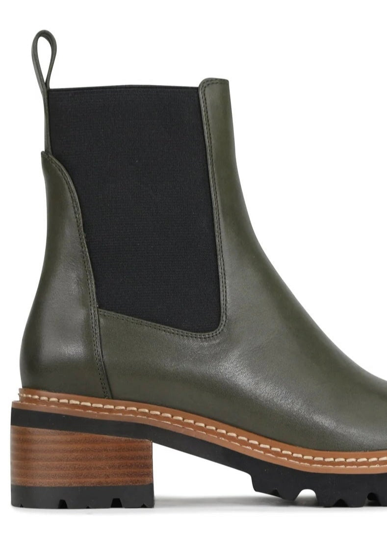 Linear Ankle Boot ~ Dark Olive