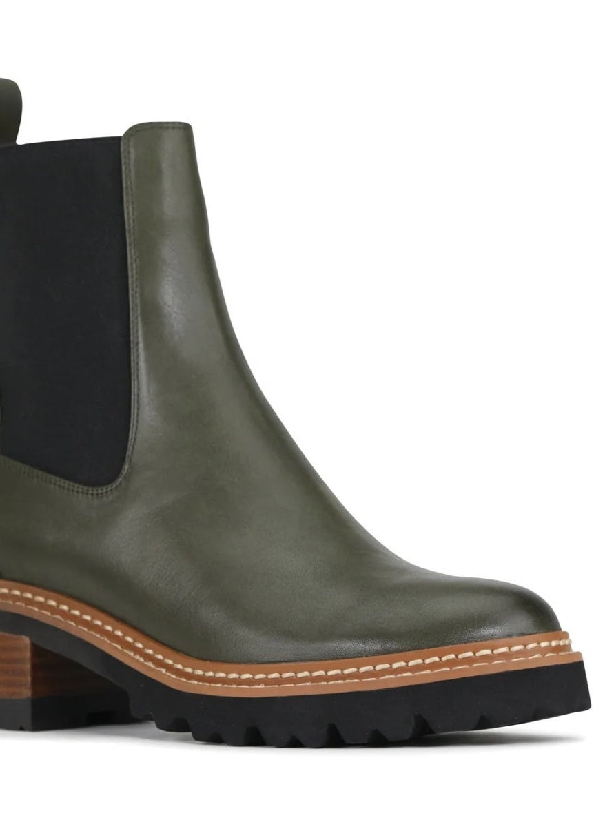 Linear Ankle Boot ~ Dark Olive