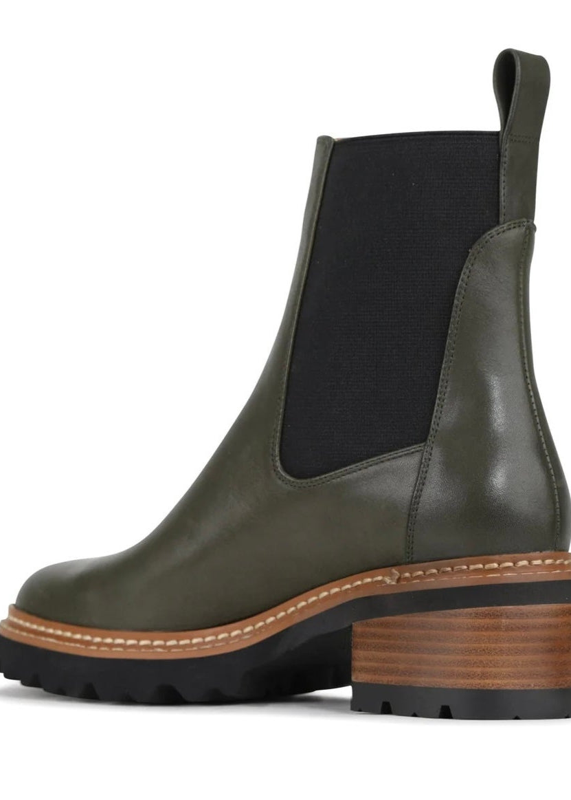 Linear Ankle Boot ~ Dark Olive