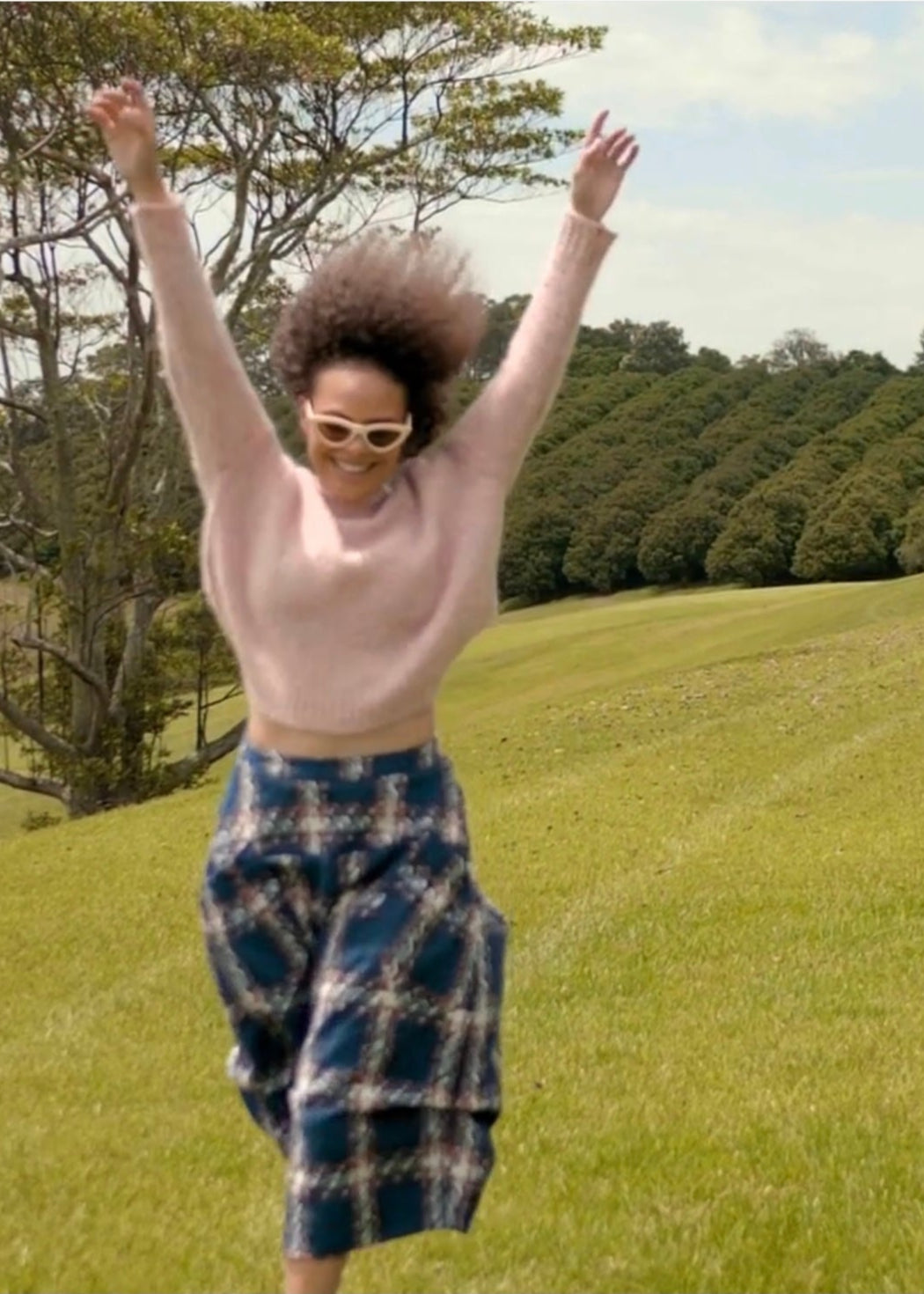 Milwaukee Wool Check Skirt ~ Navy