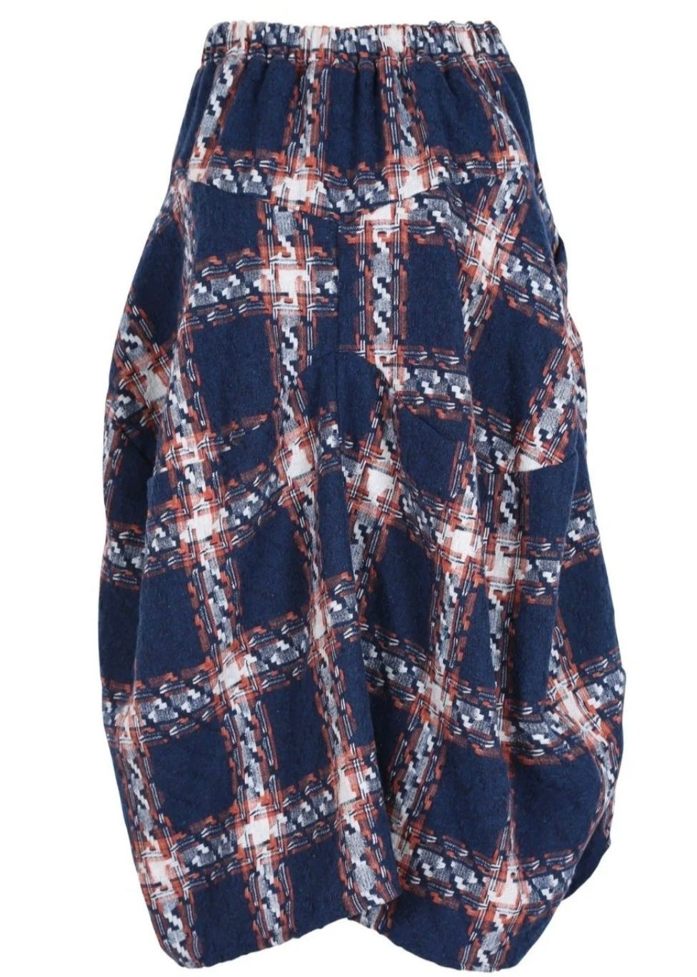 Milwaukee Wool Check Skirt ~ Navy