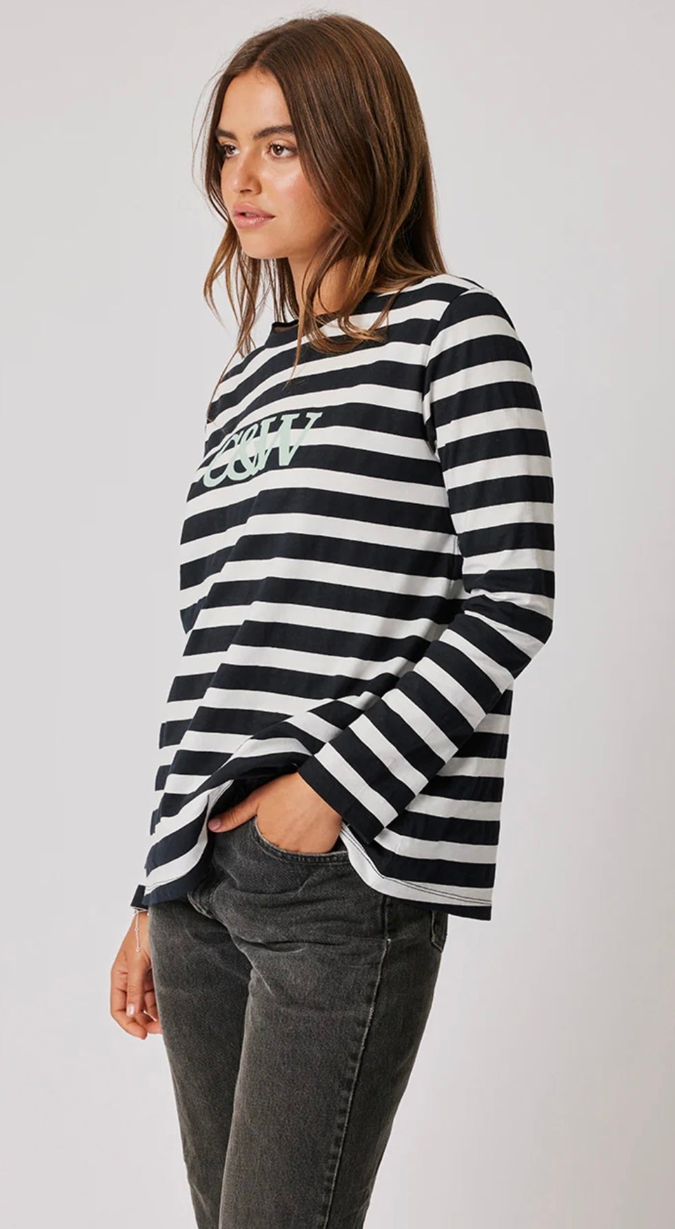 Lola Long Sleeve Top ~ Black/White