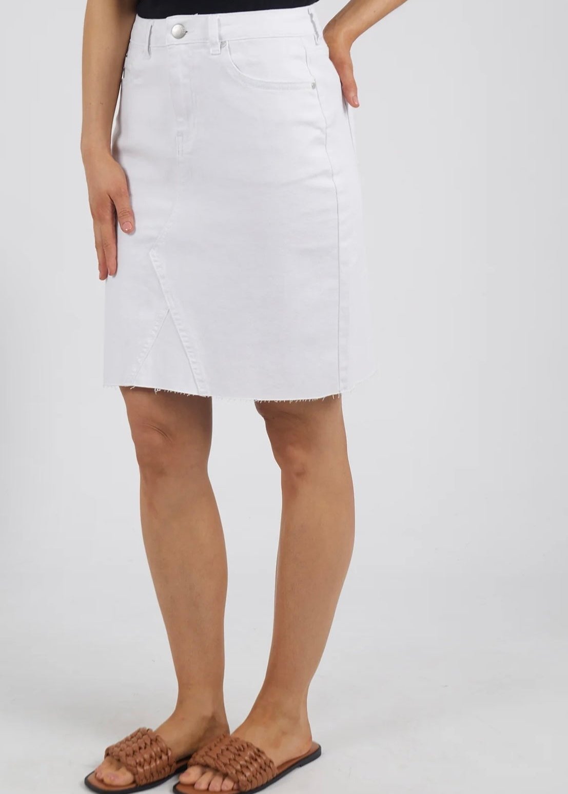 Belle Denim Skirt ~ White