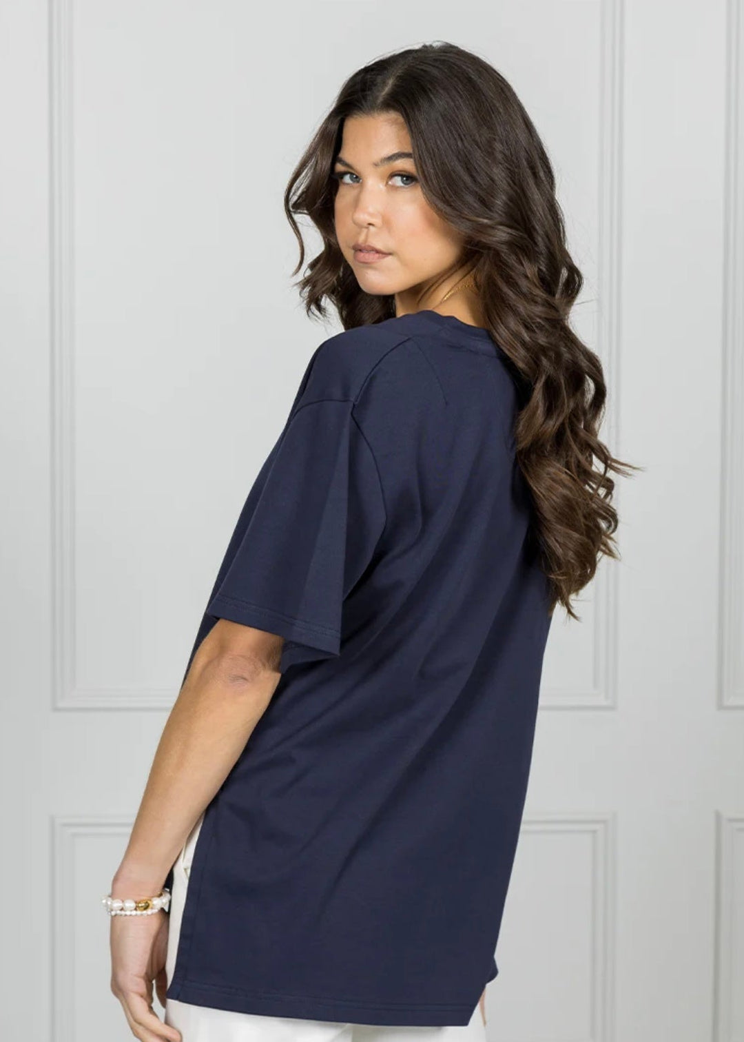 Jodie V Neck Tee ~ Navy