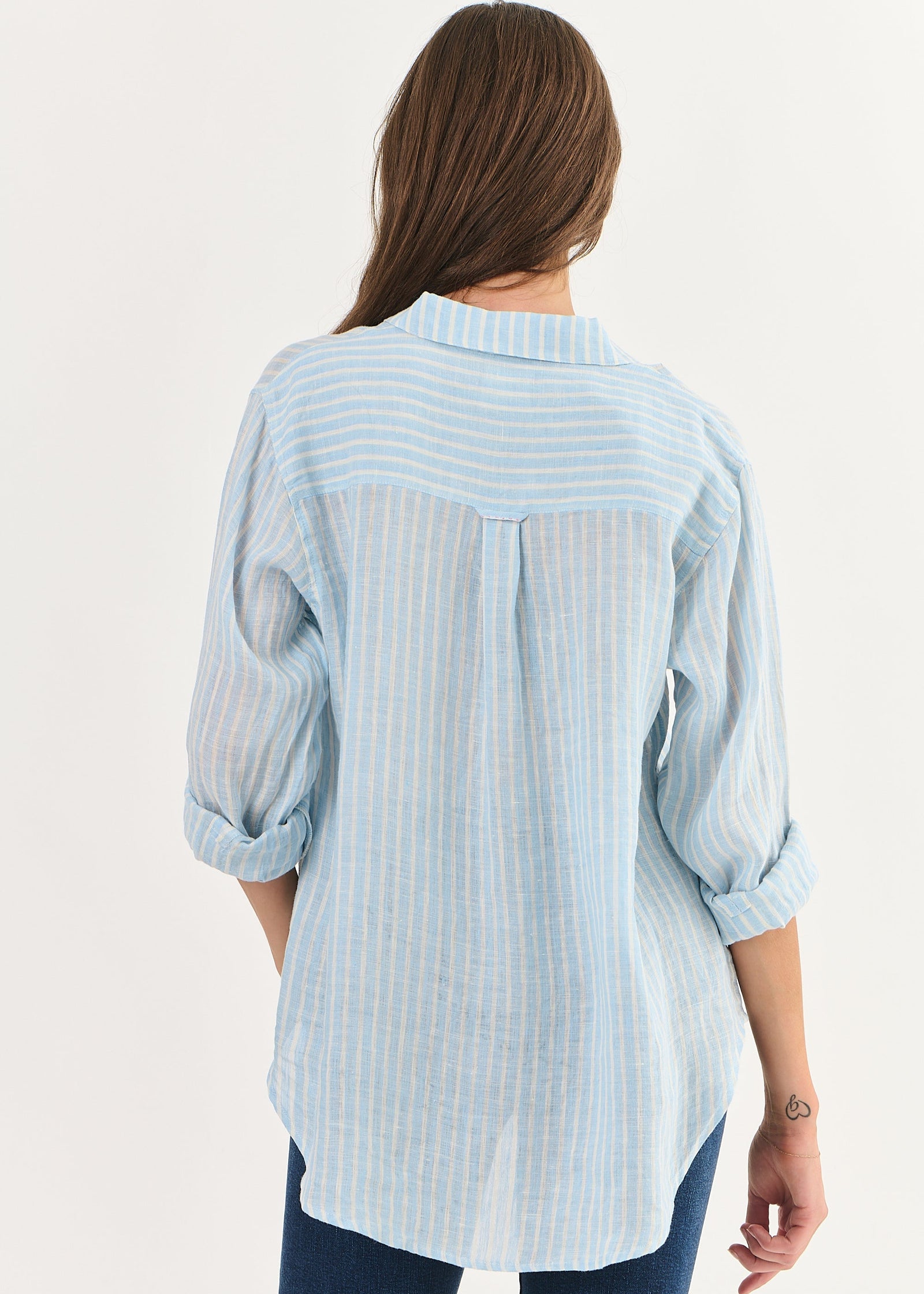 Boyfriend Linen Shirt ~ Rature Ciel Stripe
