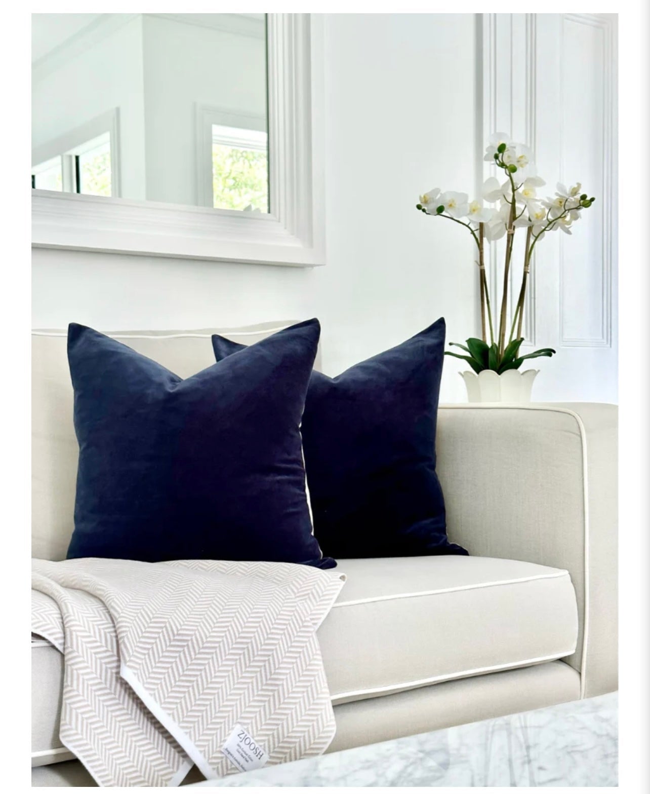 Alsace Velvet Cushion ~ Navy