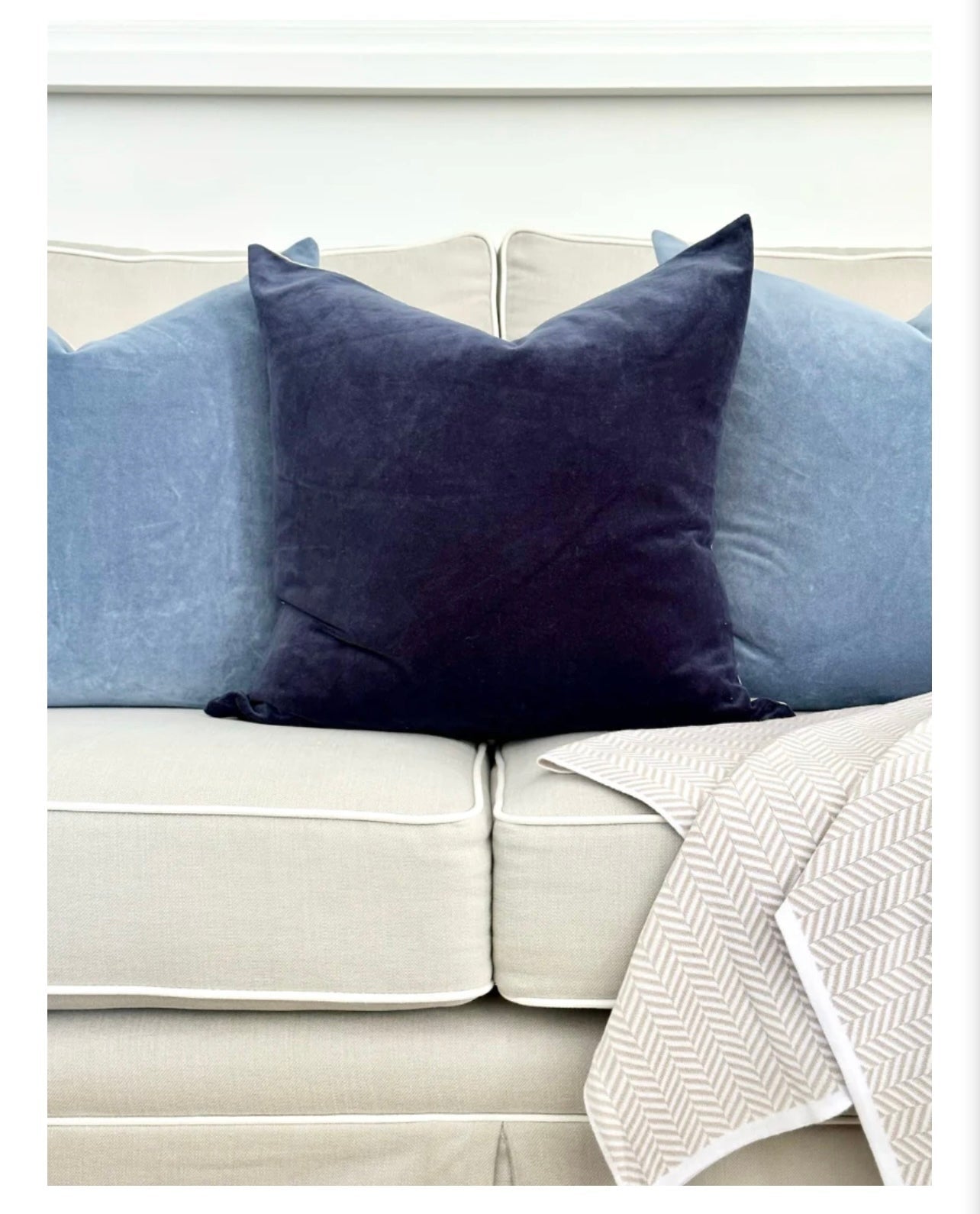 Alsace Velvet Cushion ~ Navy