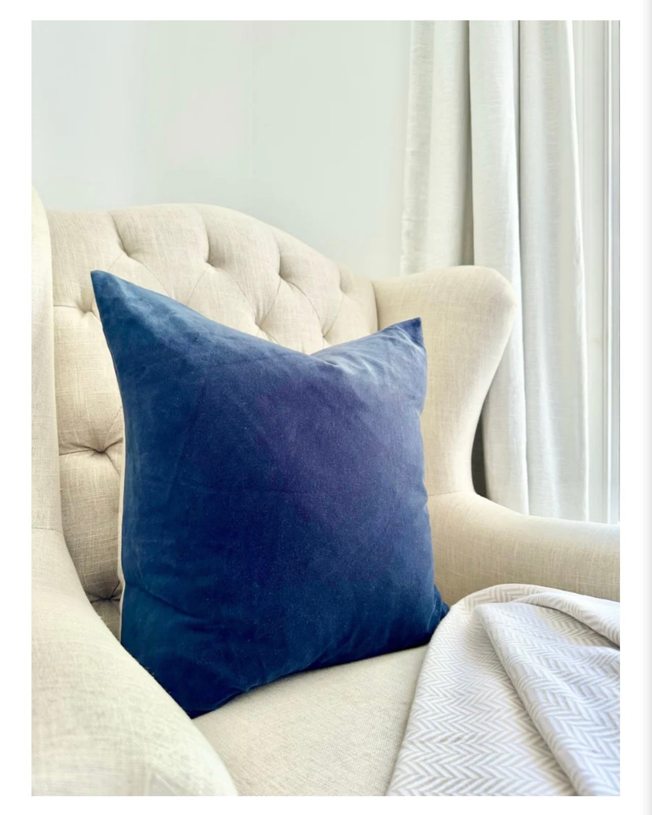 Alsace Velvet Cushion ~ Navy