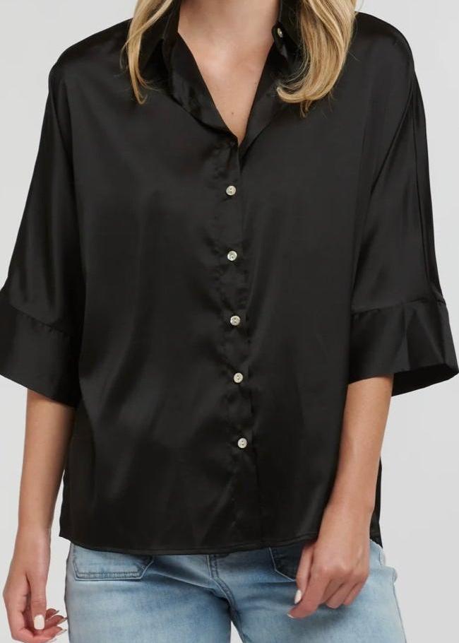 Boxy Satin Shirt ~ Black
