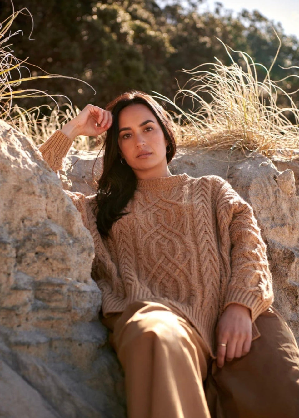 Soft Touch Cable Pullover ~ Caramel