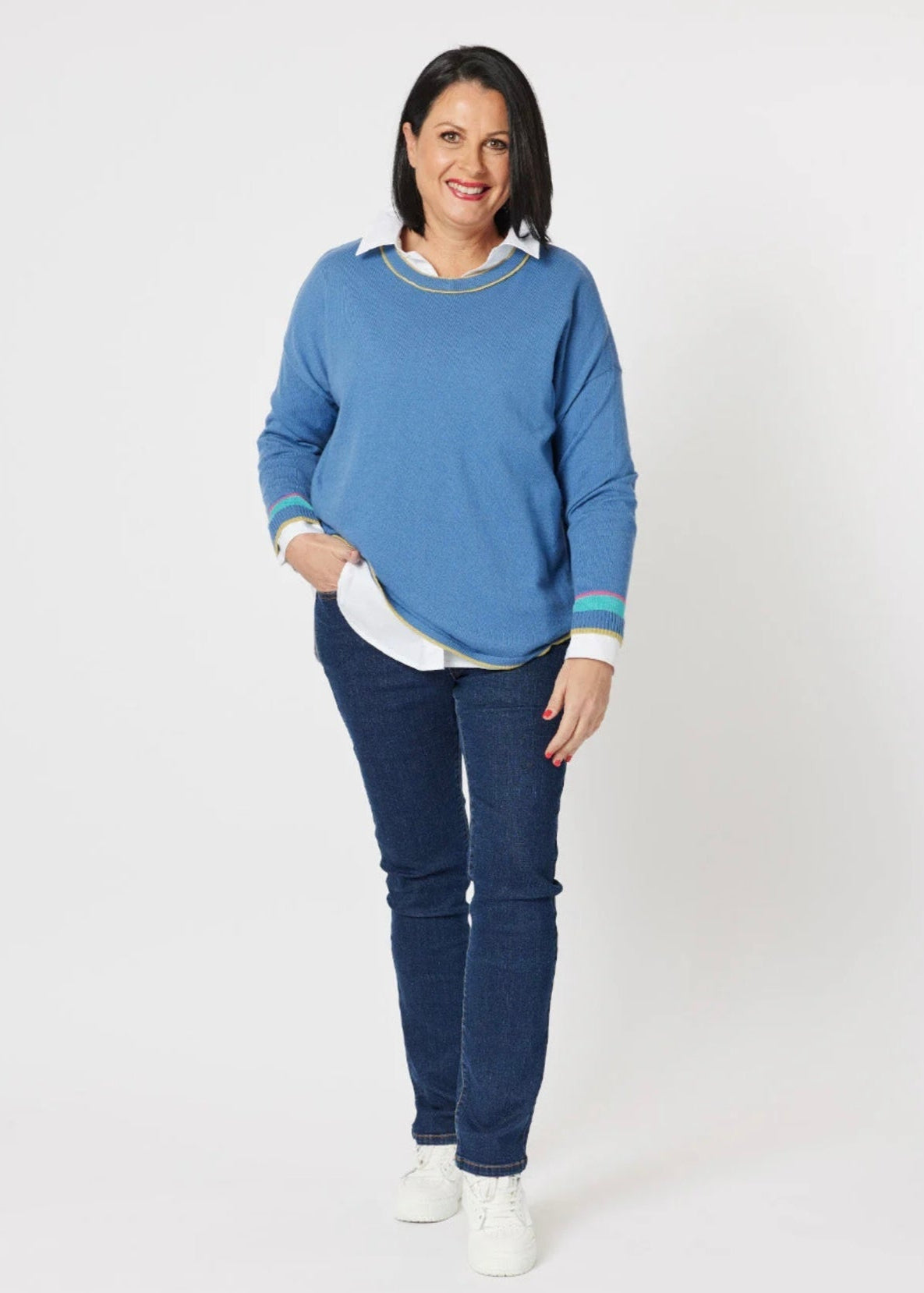 Yale Contrast Trim Knit ~ Blue
