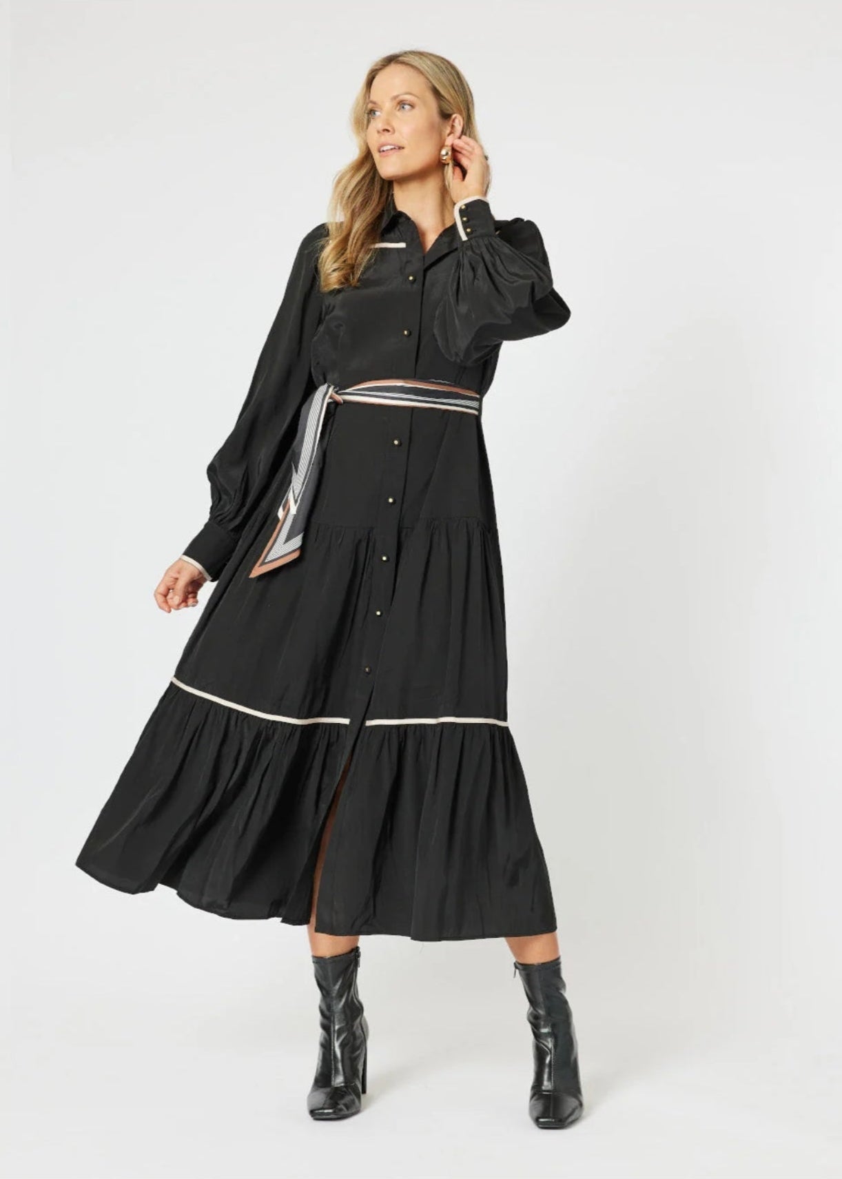 Roma Trim Dress ~ Black