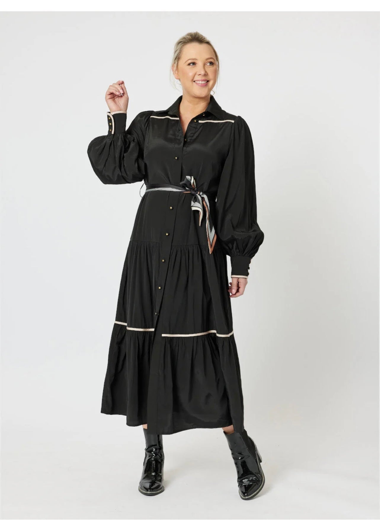 Roma Trim Dress ~ Black