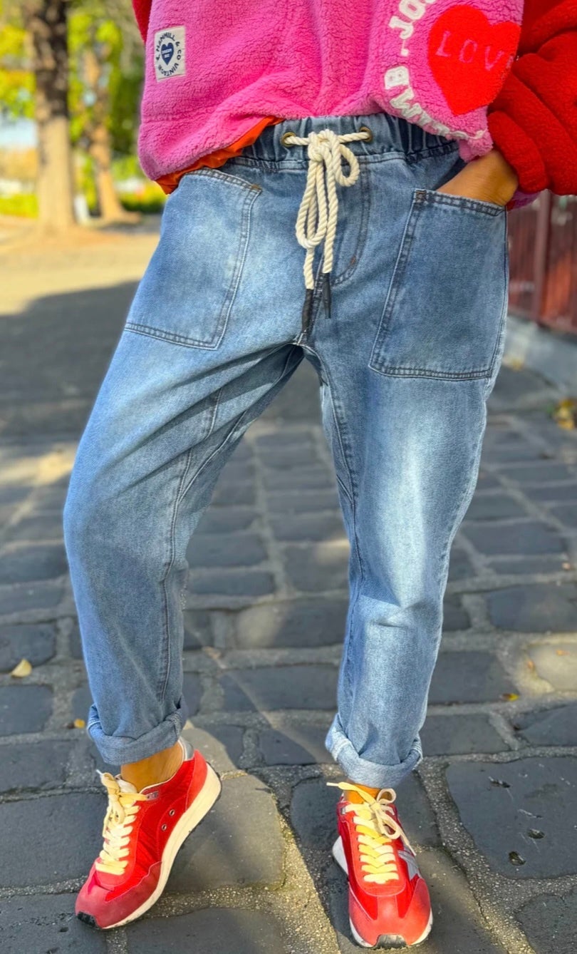 Stonewash Track Jean ~ Denim