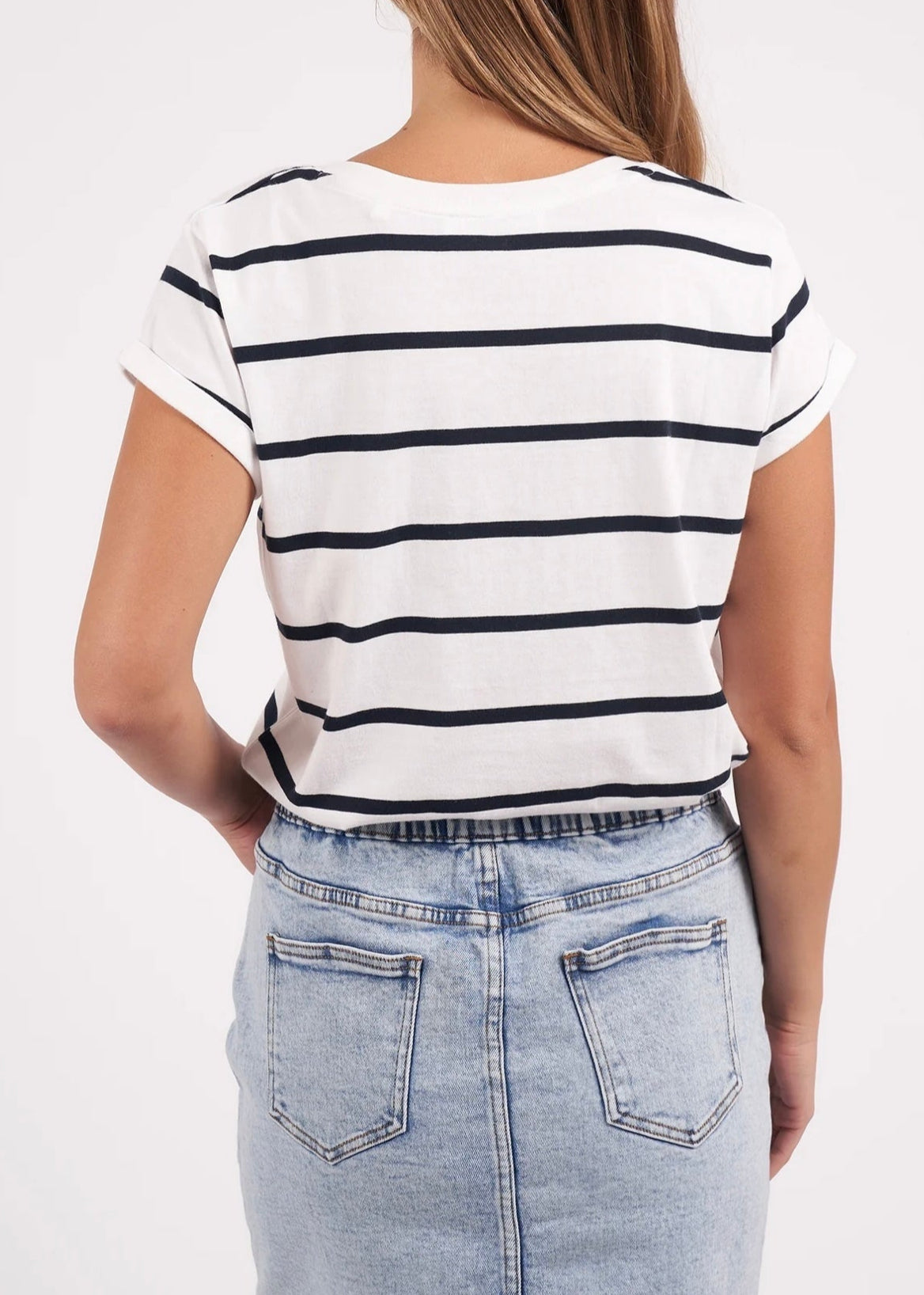 Manly Stripe Vee Tee ~ White