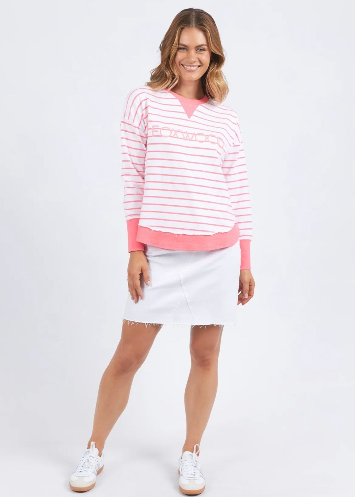Simplified Stripe Crew ~ Neon Pink