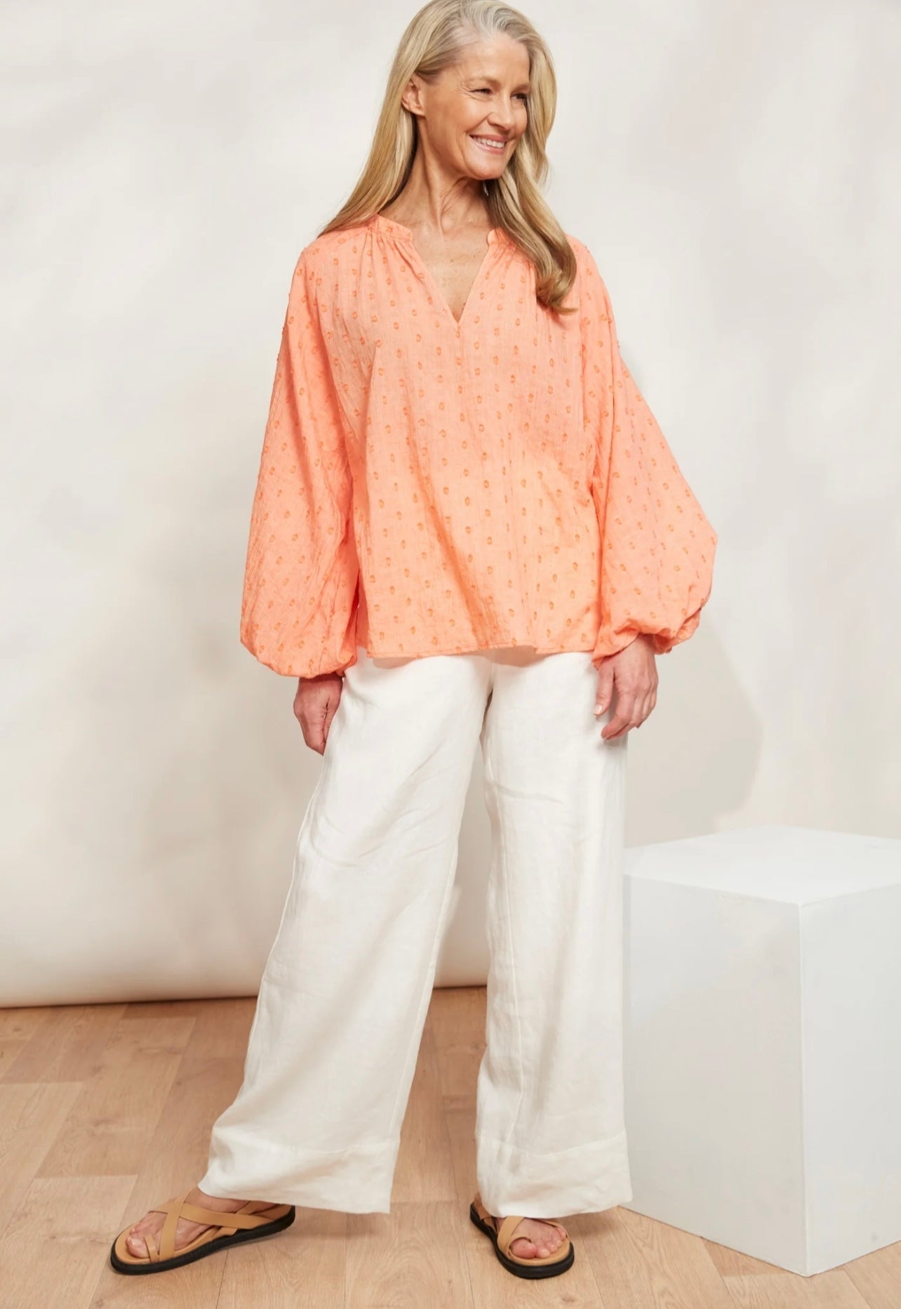 Zephyr Blouse ~ Papaya