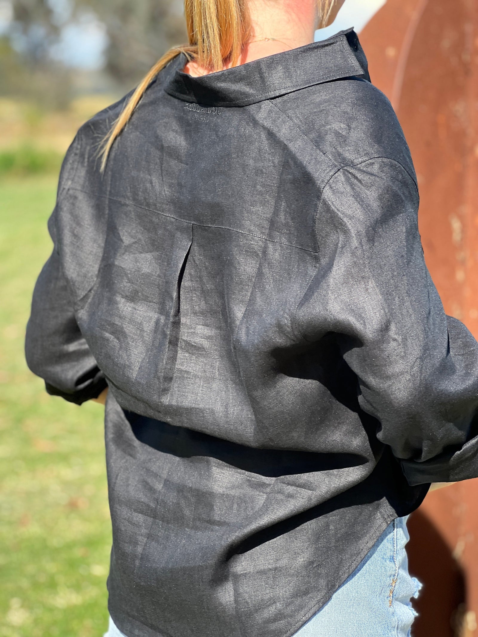 Boyfriend Linen Shirt ~ Black