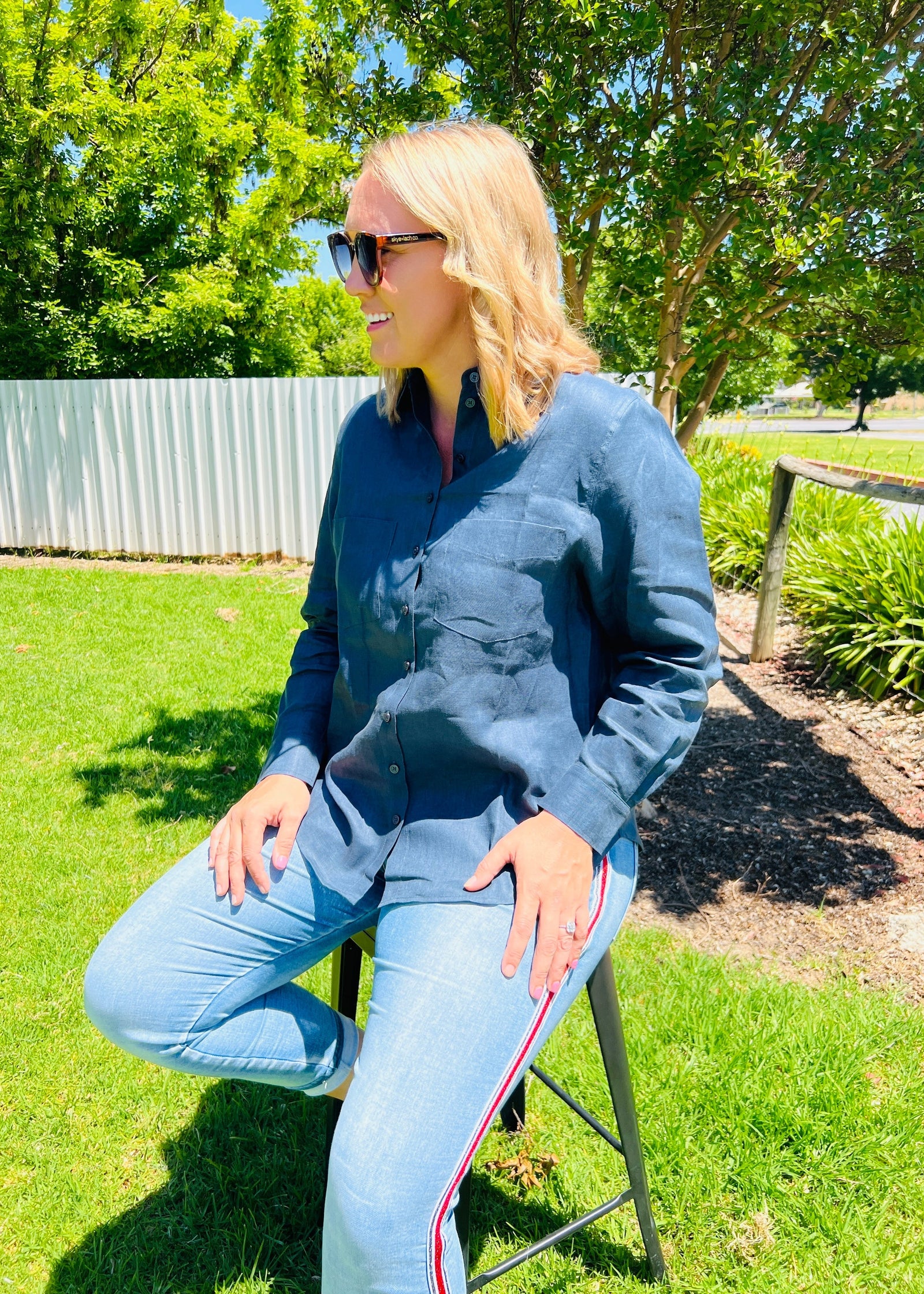 Boyfriend Linen Shirt ~ French Navy