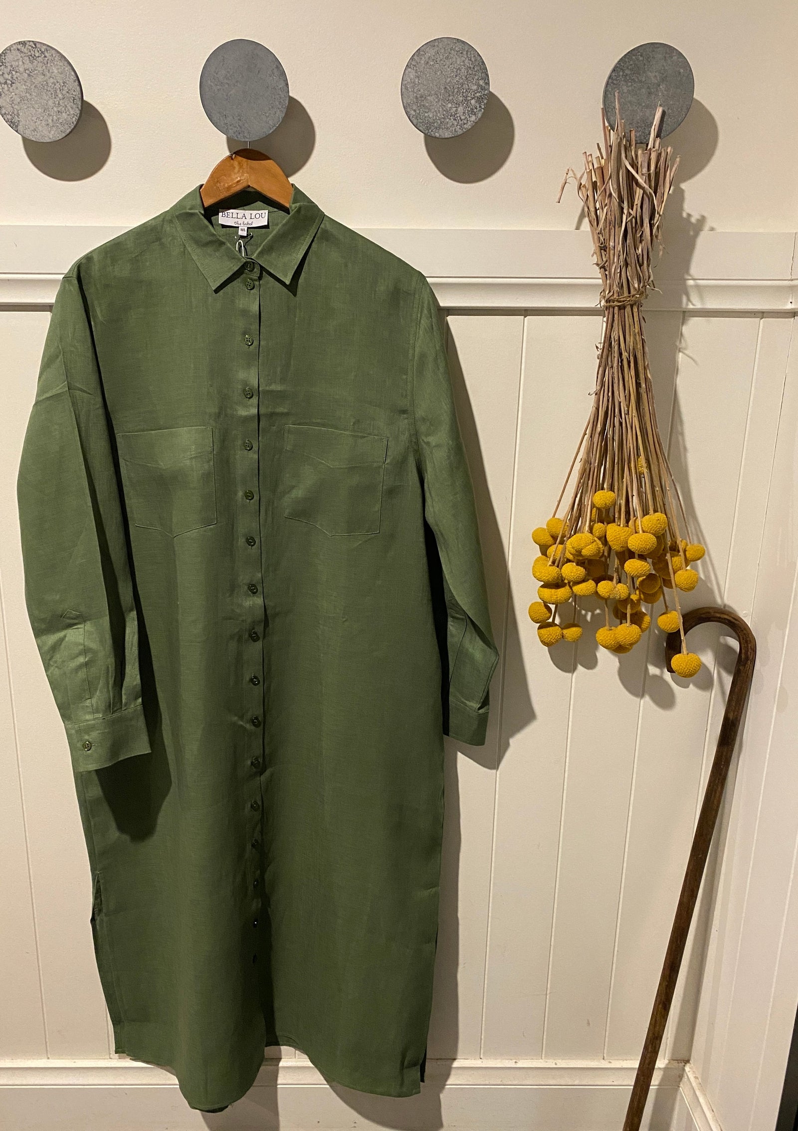 Boyfriend Linen Dress ~ Olive