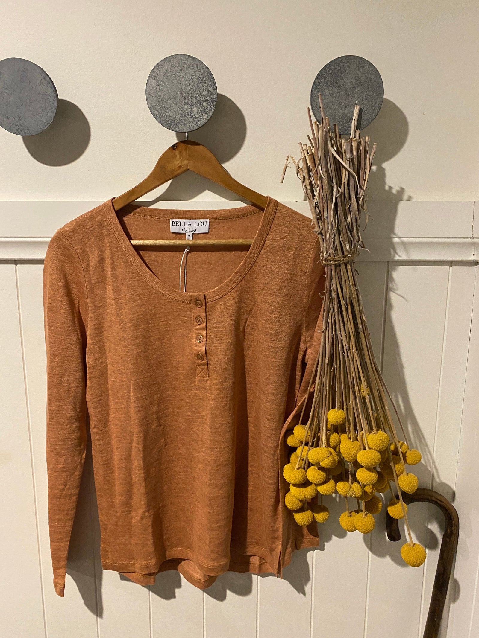 Grandpa Linen Top ~ Rust