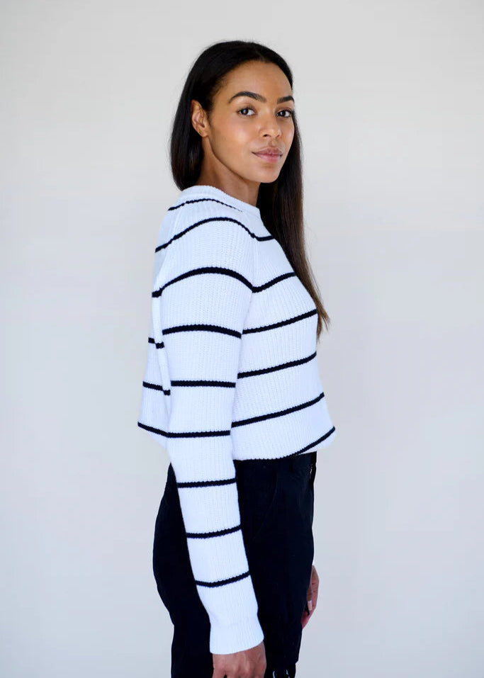 Bell Pullover ~ White + Black Stripe