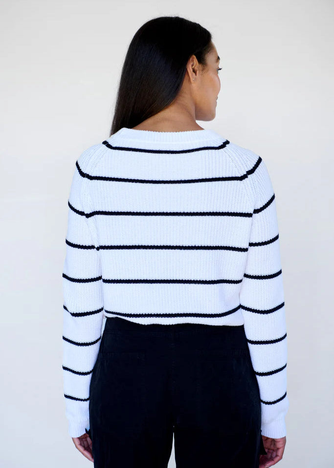 Bell Pullover ~ White + Black Stripe