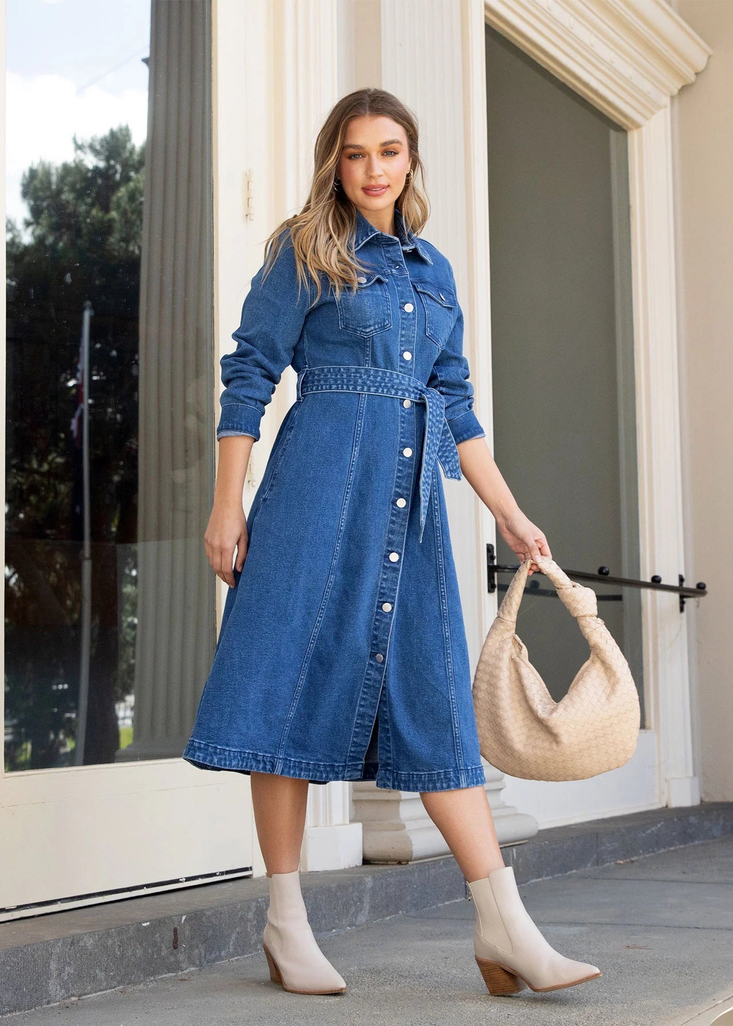 Belle Denim Skirt ~ White