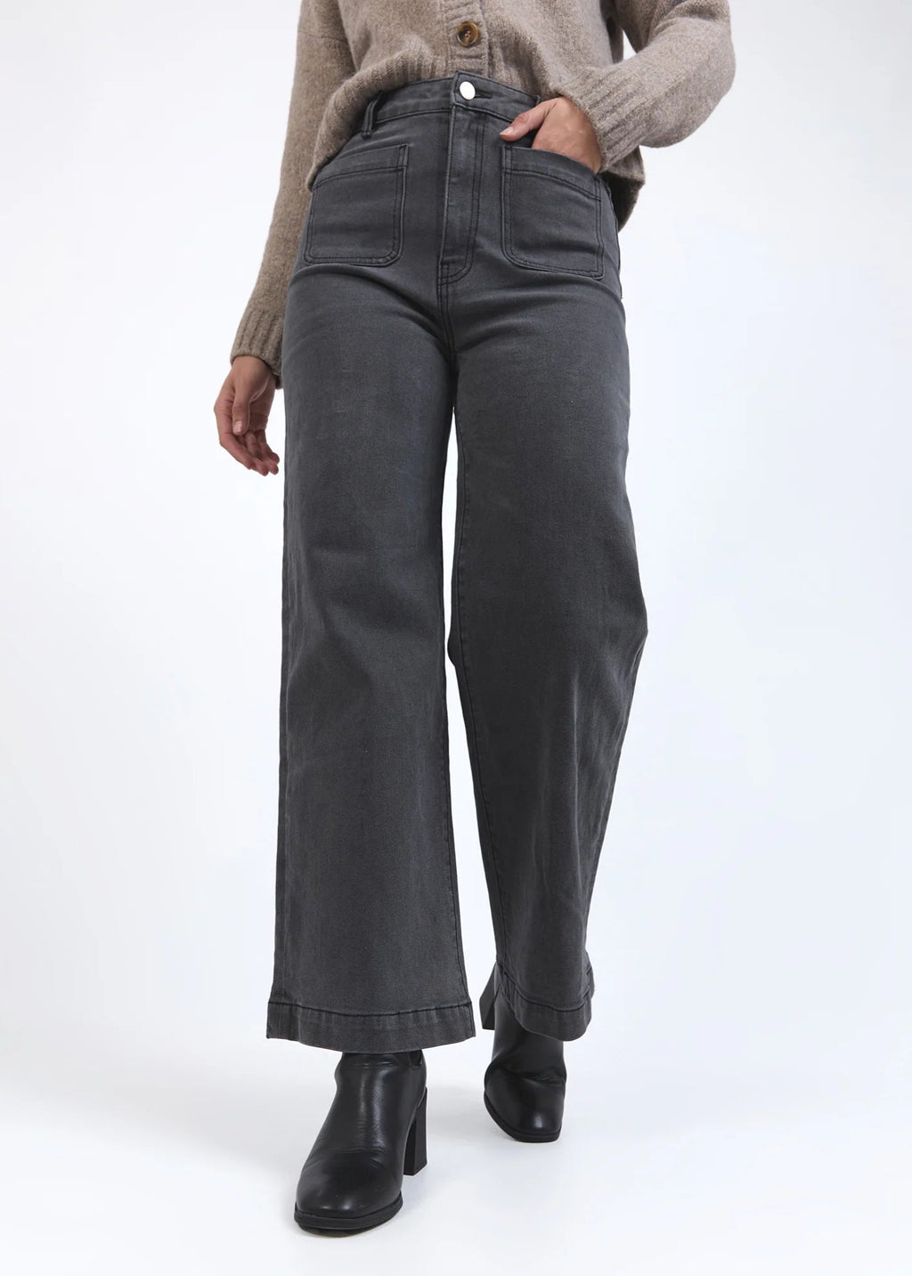 Sarah Wide Leg Jean ~ Washed Black