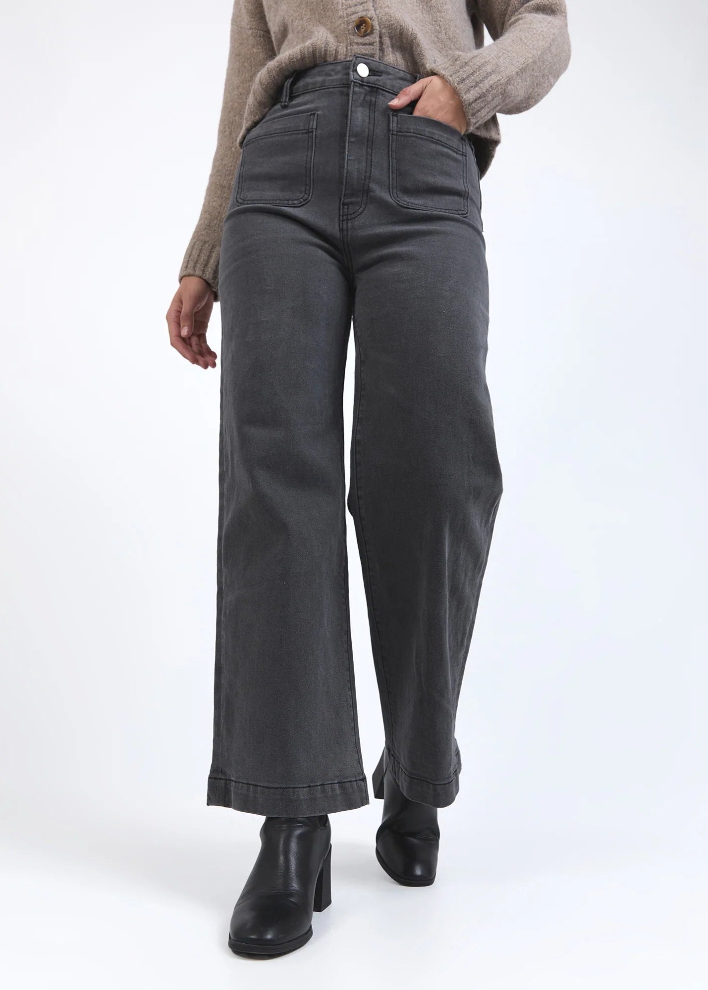 Sarah Wide Leg Jean ~ Washed Black