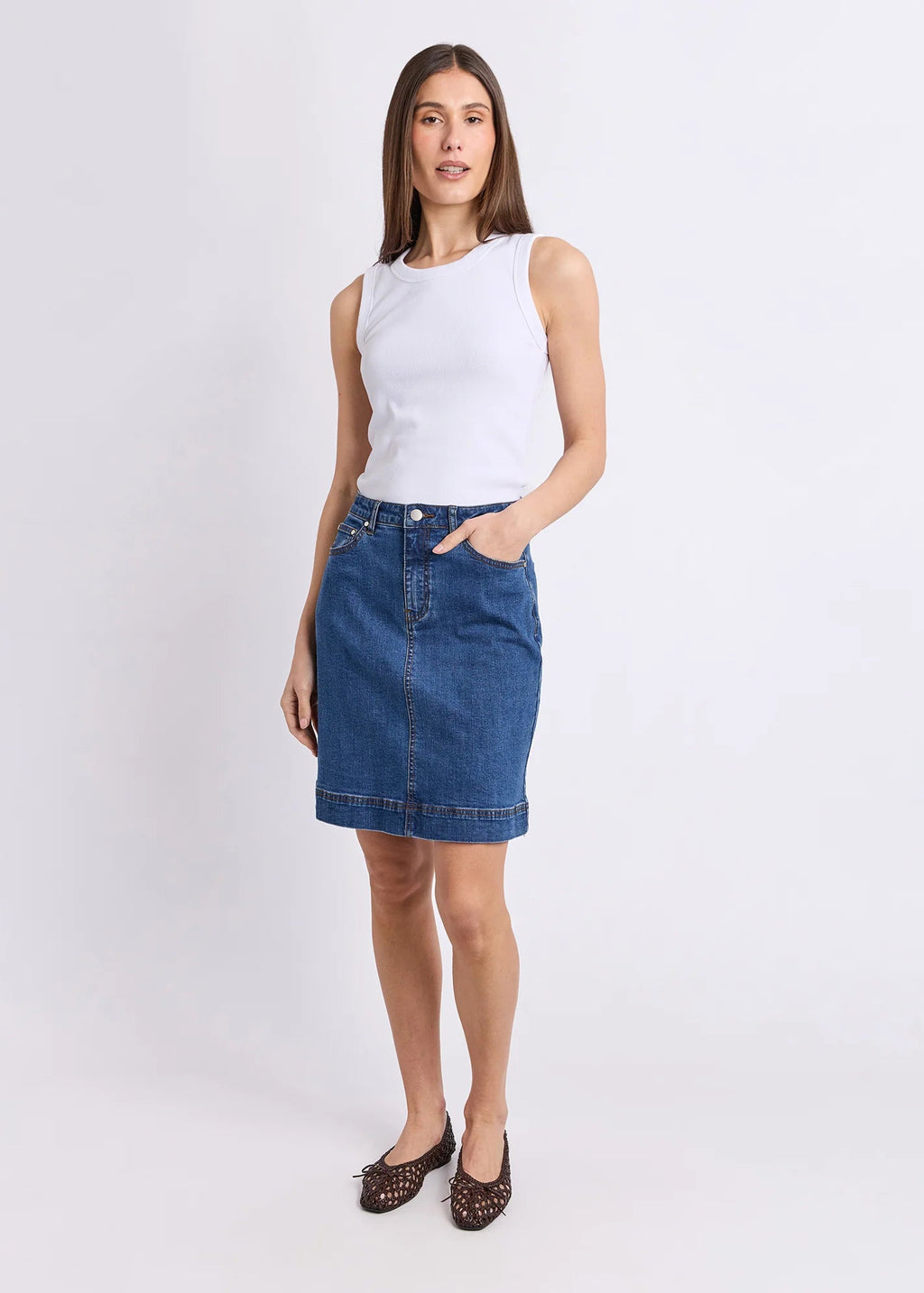 Bower Denim Skirt ~ Mid Blue