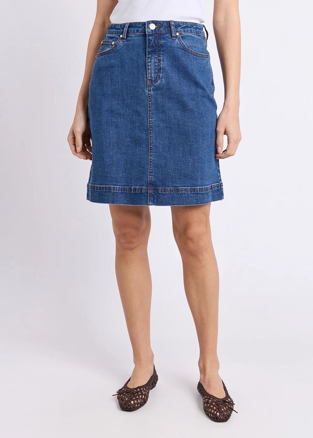 Bower Denim Skirt ~ Mid Blue