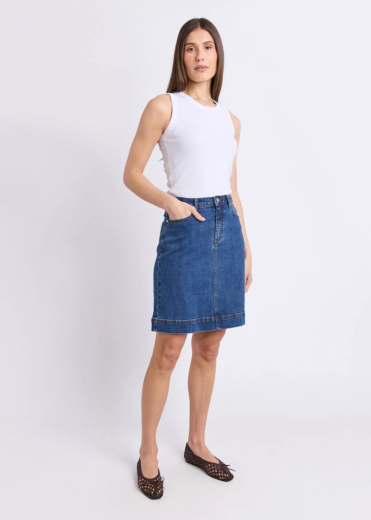 Bower Denim Skirt ~ Mid Blue