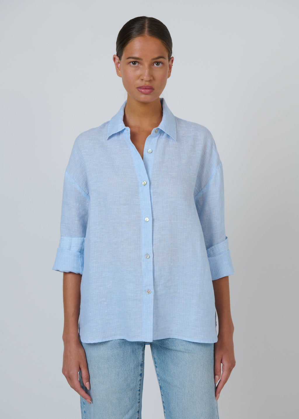 Linen Shirt ~ Rayure Ciel
