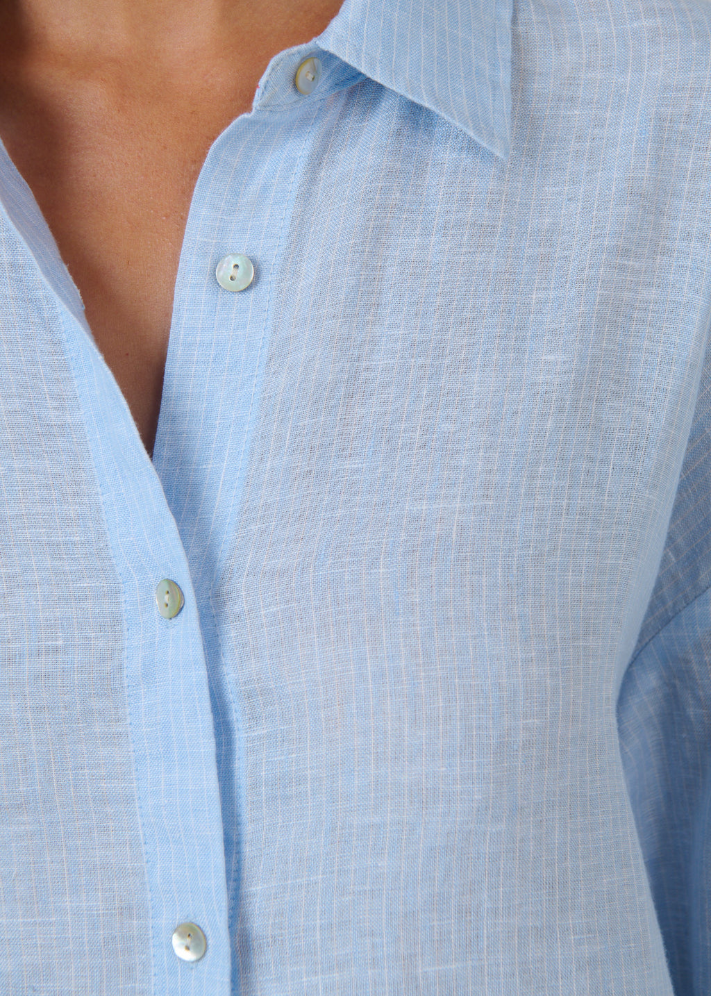 Linen Shirt ~ Rayure Ciel