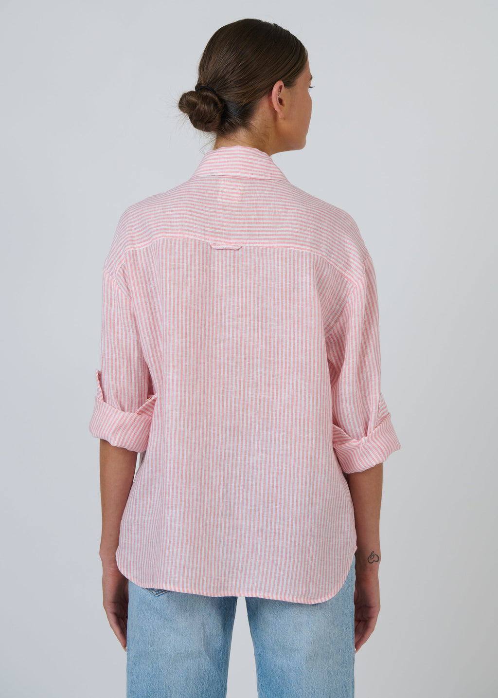 Linen Shirt ~ Rayure Corail