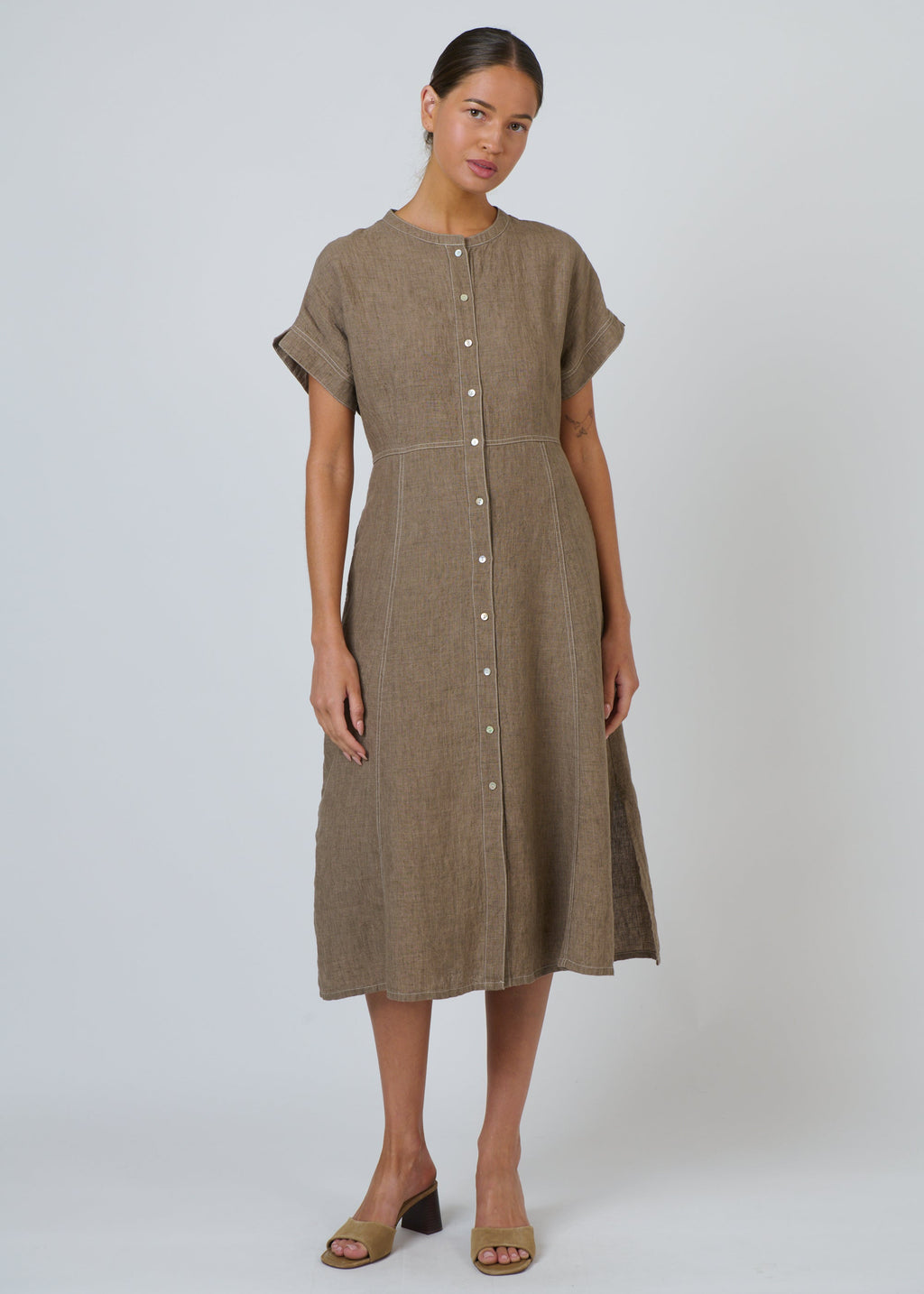 Linen Midi Dress ~ Agate
