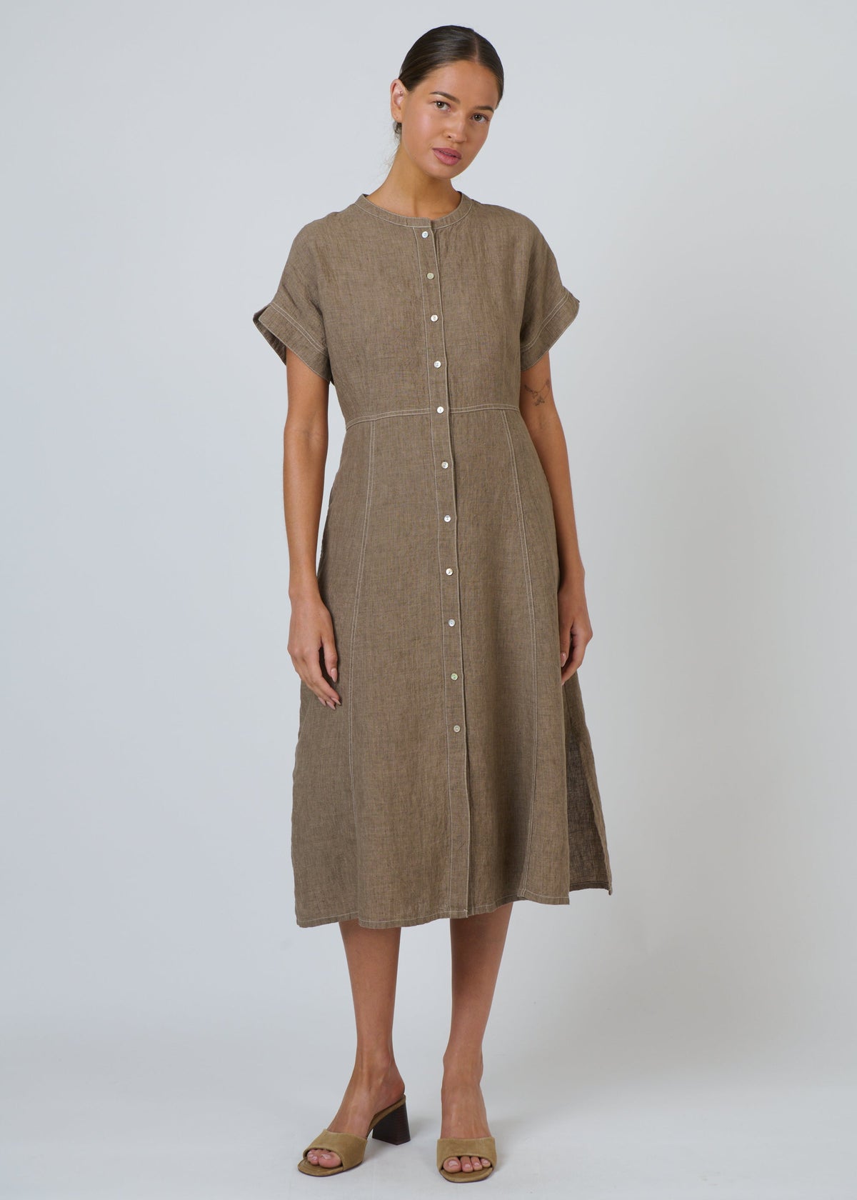 Linen Midi Dress ~ Agate