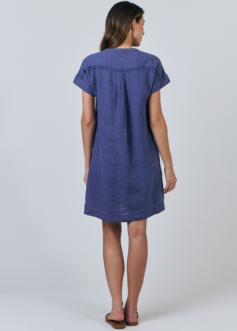 Linen Shift Dress ~ Blueberry