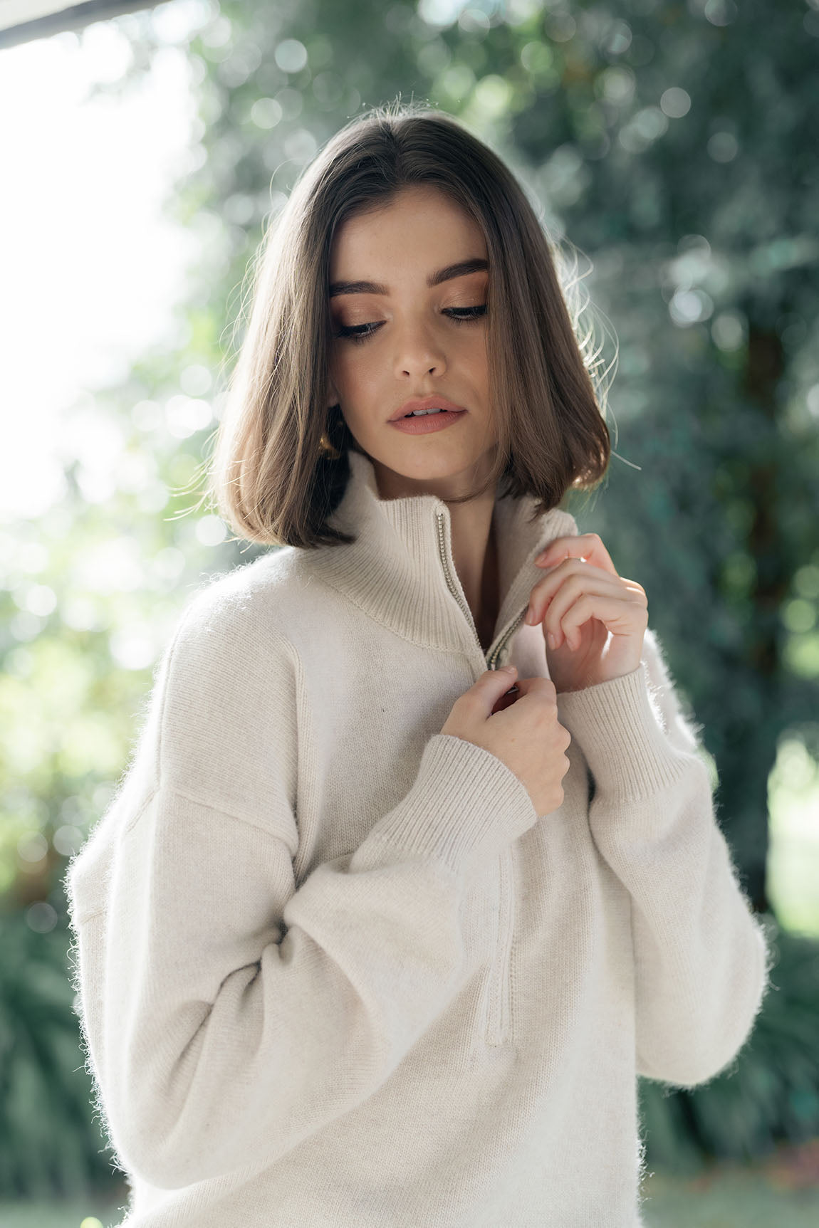 Zip Knox Sweater ~ Almond
