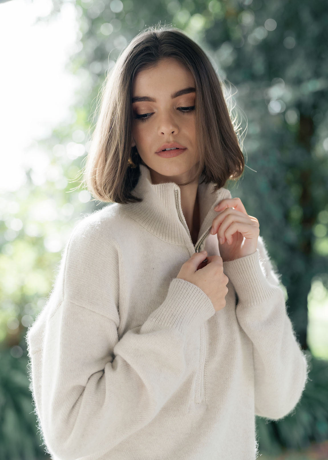 Zip Knox Sweater ~ Almond