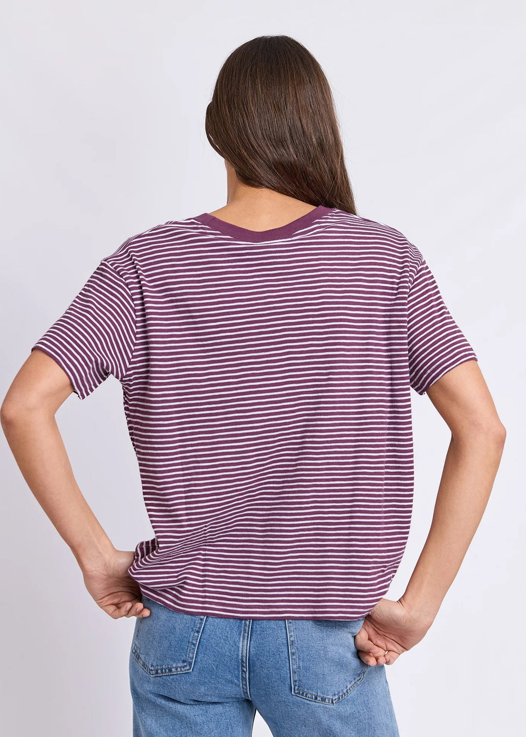 Hutch Stripe Tee ~ Plum and White