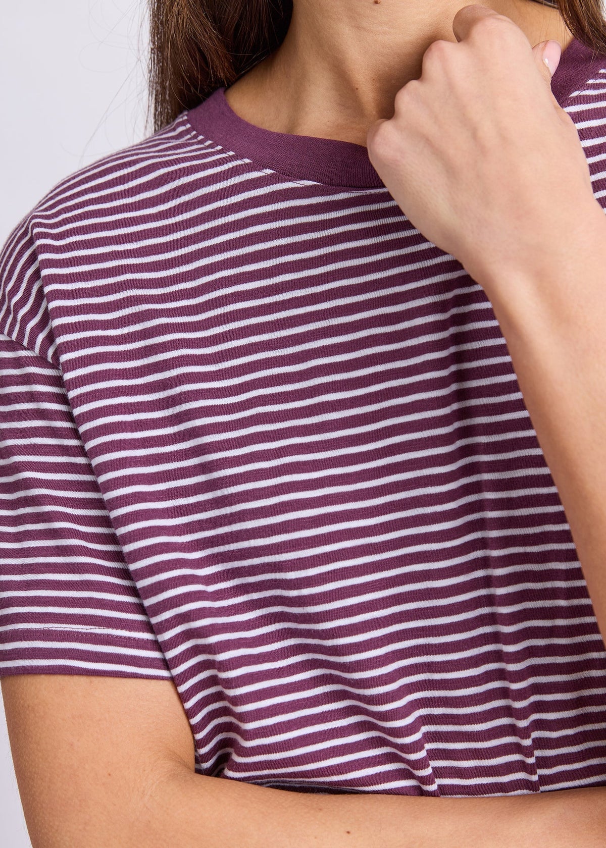 Hutch Stripe Tee ~ Plum and White