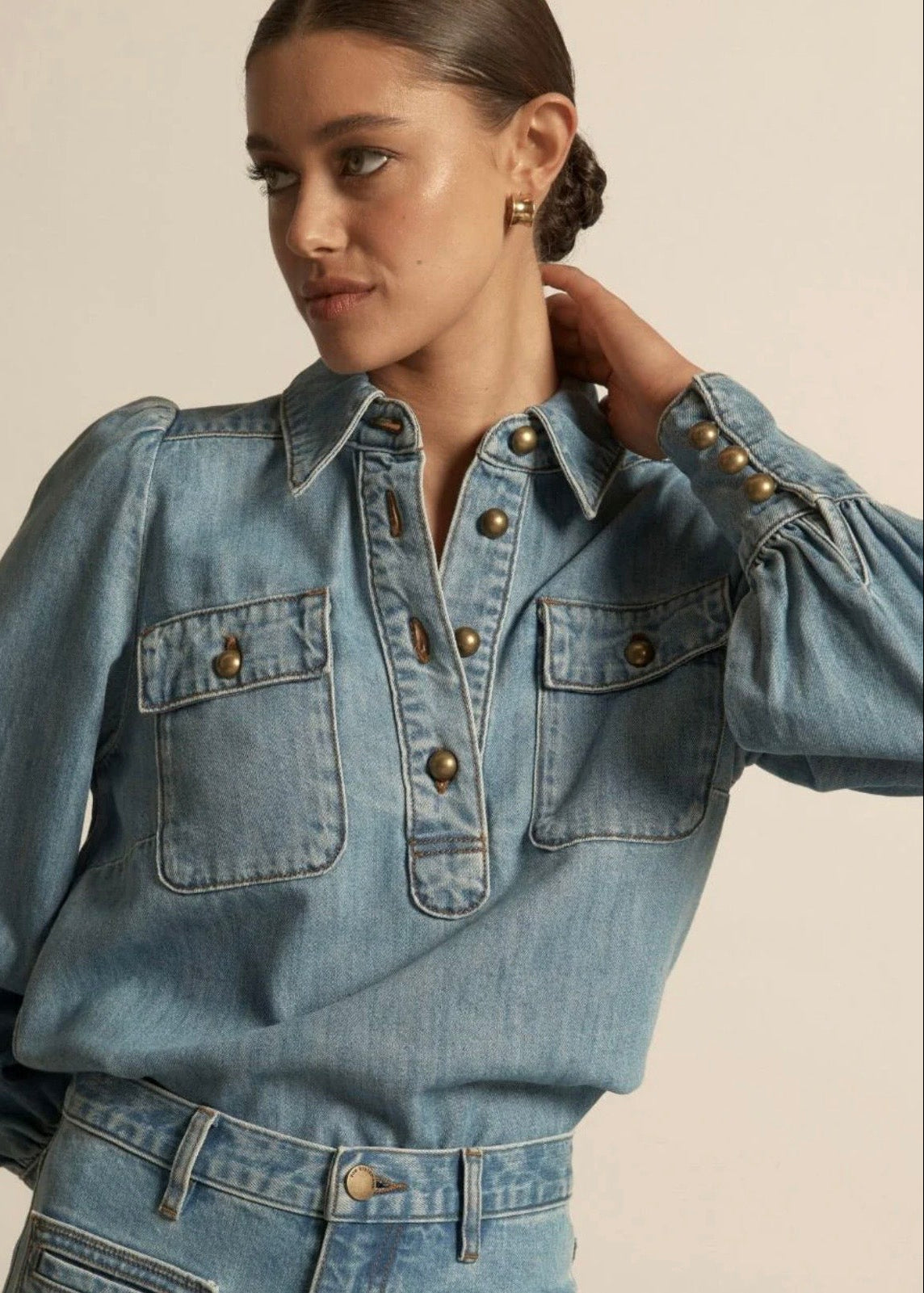 Resonate Top ~ Light Washed Denim