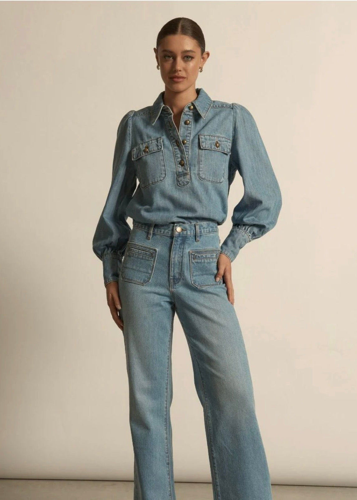 Resonate Top ~ Light Washed Denim