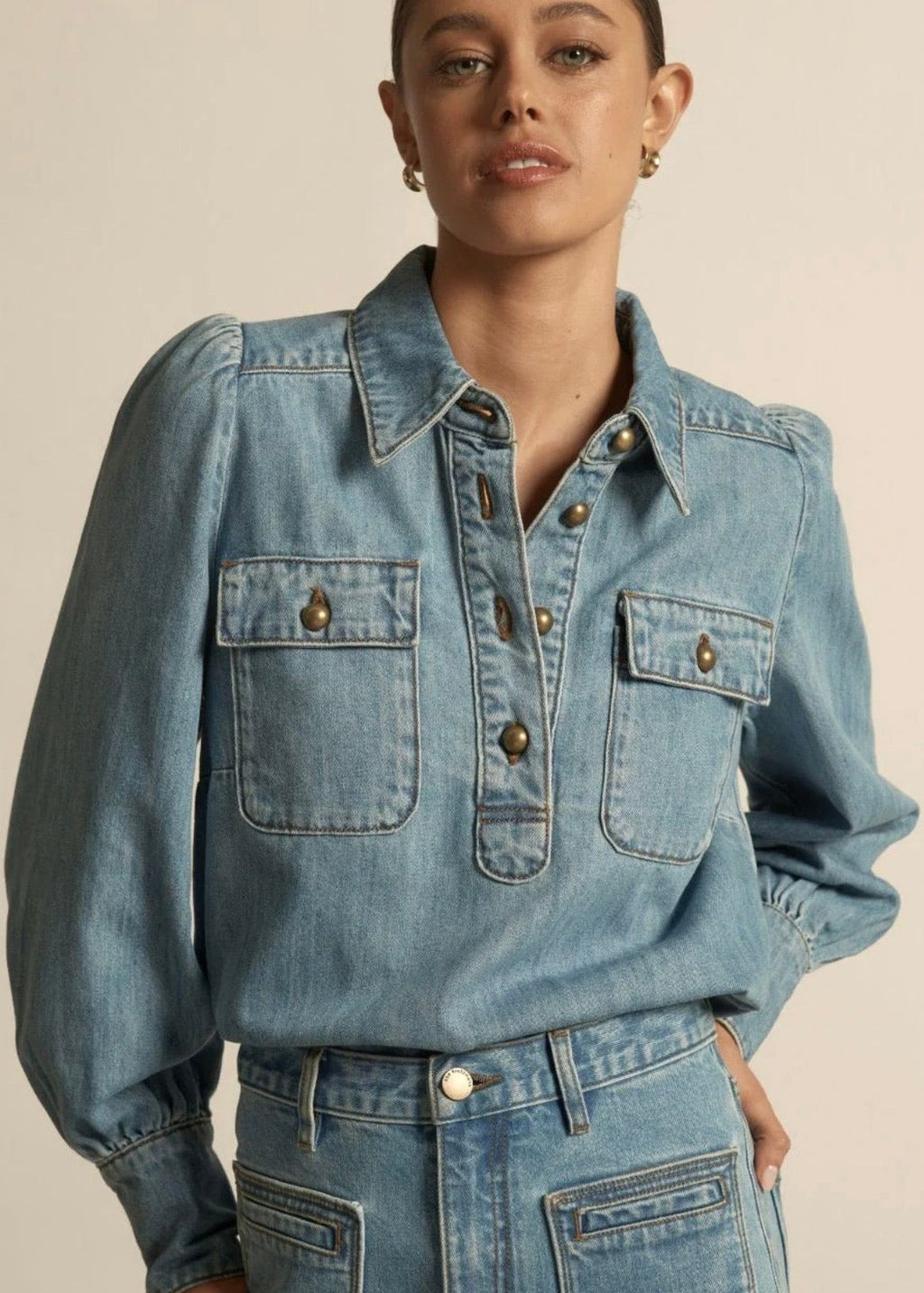 Resonate Top ~ Light Washed Denim