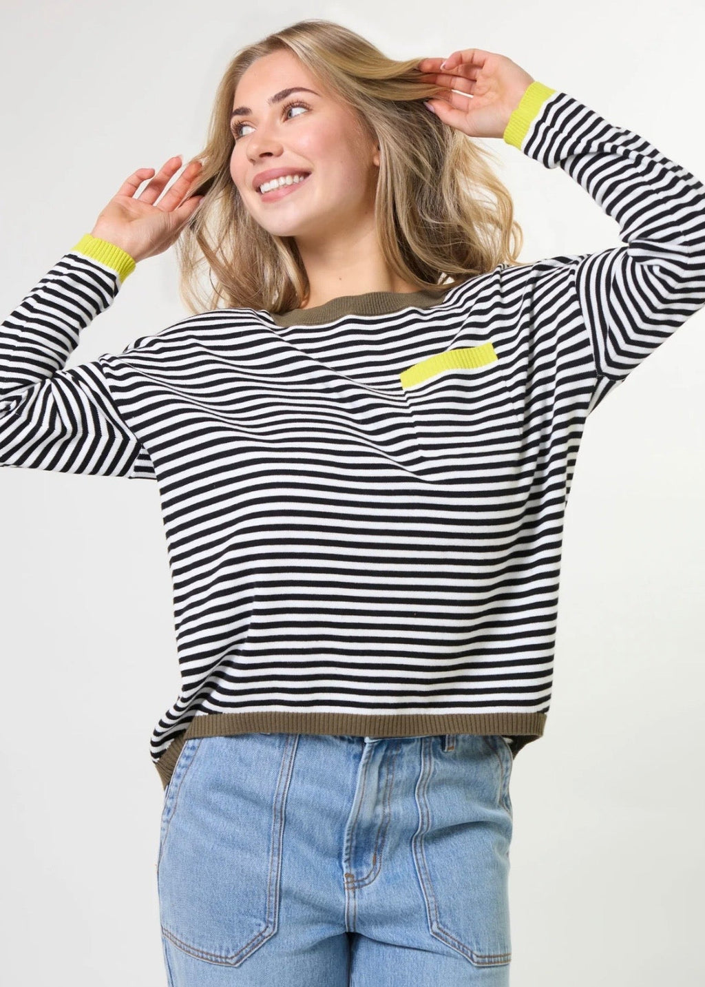 Street Pocket Jumper ~ Black with a Hint of Lime